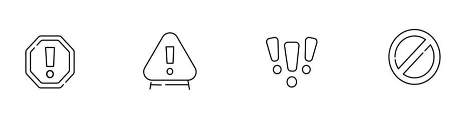 Minimal Line Icons: Hazard, Warning, Alert, Caution Symbols