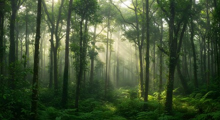 Naklejka premium morning in the woods