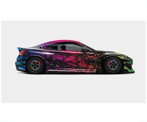 Colorful Abstract Design Wrap for Sports Coupe Car