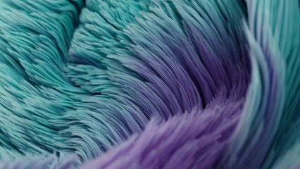 Obraz premium Turquoise and purple fur is flowing, creating an abstract pattern with smooth lines and textures, perfect for backgrounds and design projects
