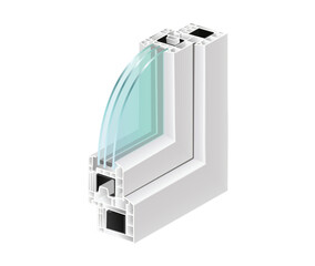 3d double glazing  window for isolation vector mockup