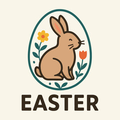 Obraz premium Vector Easter bunny in egg frame icon.