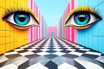 Hallucination - due to near-death experience: abstract image of health condition. Confused vision. Metaphorical near-death experience feelings of a mental illusion. Reality vs illusion.