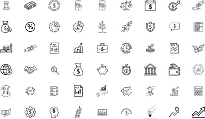 54 Finance Investment Outline vector Icon Set