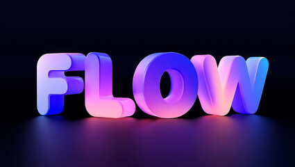 Word flow in gradient colors on a dark background with reflections