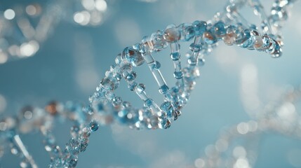 Crystal-like DNA Strand in Blue Gradient Background