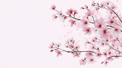 Fototapeta premium Beautiful cherry blossoms in soft pink hues create serene and delicate atmosphere, perfect for springtime themes