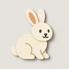 Obraz premium Cute paper-cut bunny illustration.