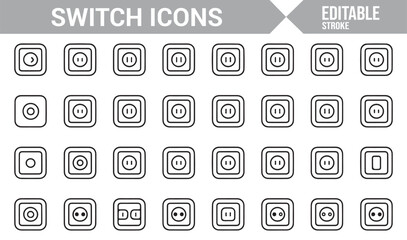 Icons Representing Power, Switches, and Control Buttons for Digital Designs