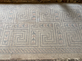 Detalle de Mosaico romano de la Casa del Anfiteatro en Mérida, Extremadura
