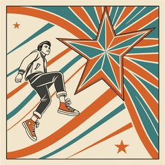 Obraz premium vector illustration of a dancing girl on grunge background