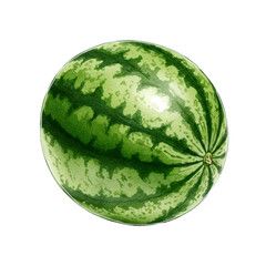 Watercolor Half Watermelon Isolated, Transparent Background, Cutout, PNG