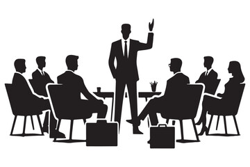 Silhouette of Business Meeting A Successful Leadership and Teamwork