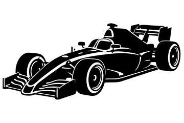 Obraz premium Powerful Silhouette of a Formula 1 Race Car Speed, Design, and Racing Power