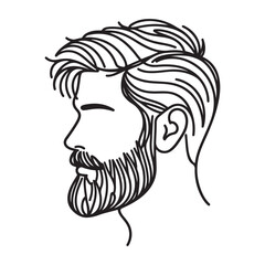 Bearded Man Silhouette Profile Vector Illustration Portrait Style