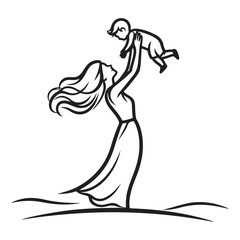 Mother and Baby Silhouette Vector Celebrating Family Love