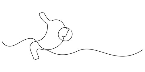 good stomach continuous one line drawing, Human stomach, Continuous single-line drawing of human internal organ. The concept of a health care happy Healthy lifestyle, happy stomach, minimalist style.