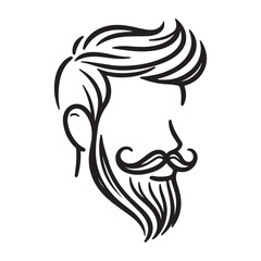 Stylish Beard and Hairstyle Illustration for Barber Shops