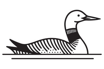 Detailed silhouette of a loon swimming peacefully in water
