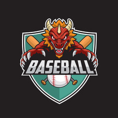 baseball club logo dragon vector illustration design