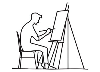 Artist painting on canvas in studio vector creativity