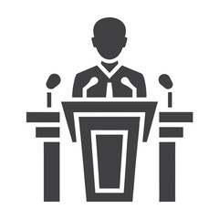 Speaker at Podium with Microphones Icon Gray Silhouette 5
