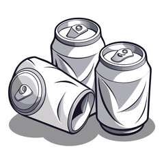 white-crumpled-soda-cans-set-vector-image-on-white