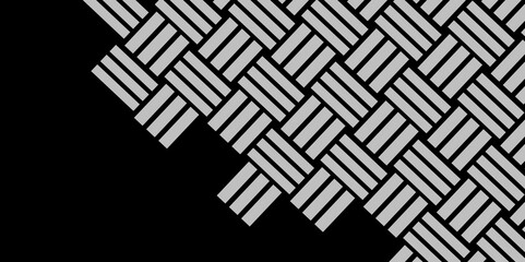 Gray Weave Pattern Showing Repetition Useful as Background. Minimal line Seamless geometric pattern with shapes. Decoration and maze ornament square wall tile. grey rattan weave texture background.
