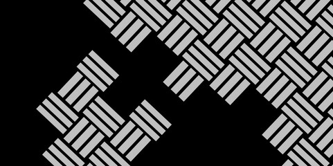 Gray Weave Pattern Showing Repetition Useful as Background. Minimal line Seamless geometric pattern with shapes. Decoration and maze ornament square wall tile. grey rattan weave texture background.