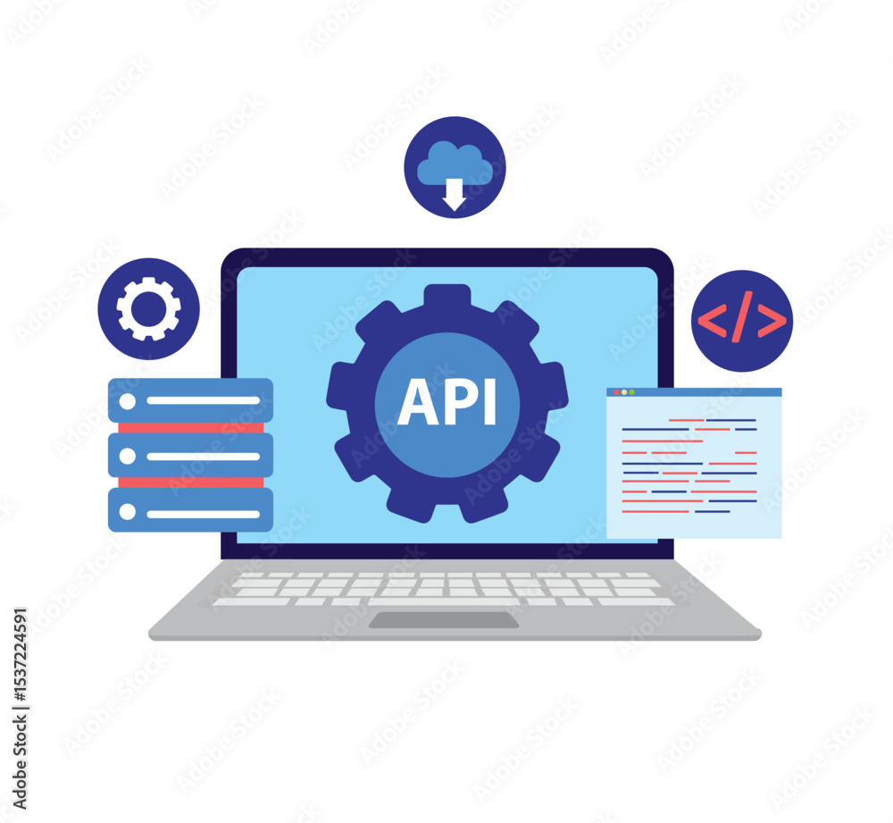 Poster api, application programming interface illustration concept