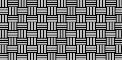 Gray Weave Pattern Showing Repetition Useful as Background. Minimal line Seamless geometric pattern with shapes. Decoration and maze ornament square wall tile. grey rattan weave texture background.