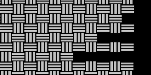 Gray Weave Pattern Showing Repetition Useful as Background. Minimal line Seamless geometric pattern with shapes. Decoration and maze ornament square wall tile. grey rattan weave texture background.