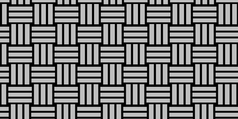Gray Weave Pattern Showing Repetition Useful as Background. Minimal line Seamless geometric pattern with shapes. Decoration and maze ornament square wall tile. grey rattan weave texture background.