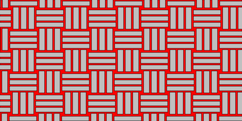 Gray Weave Pattern Showing Repetition Useful as Background. Minimal line Seamless geometric pattern with shapes. Decoration and maze ornament square wall tile. grey rattan weave texture background.