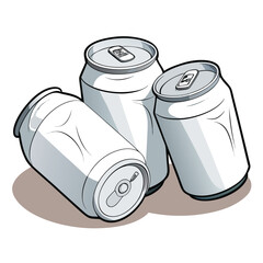 white-crumpled-soda-cans-set-vector-image-on-white