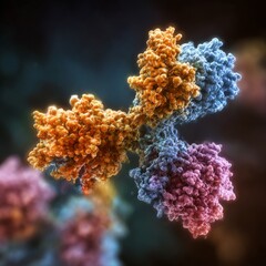 Bispecific antibody in action, digital 3d artwork illustration