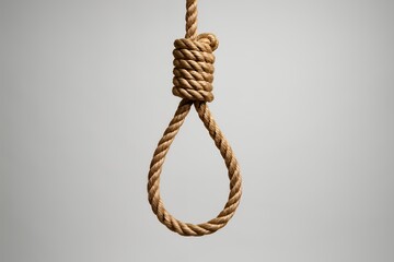 Hanging Rope Noose: A Symbol of Despair, Loss, or Thematic Tension in Isolated Studio Setting, Minimalist Background