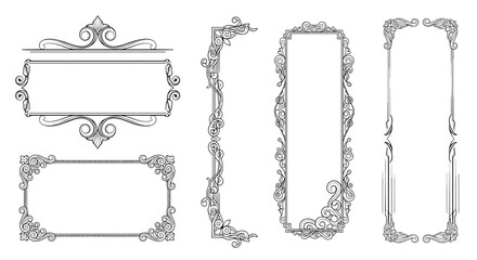 Antique Frames and Borders Vintage Decorative Ornaments Design Elements