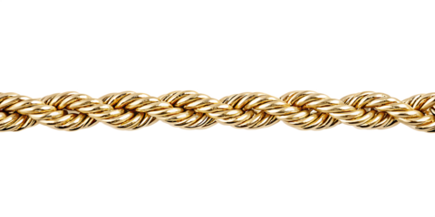 Gold rope chain texture isolated on a white background png ai generated