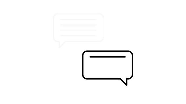 Review and Chatting Icon Animation. Black illustration isolated on White screen. Motion Graphics.