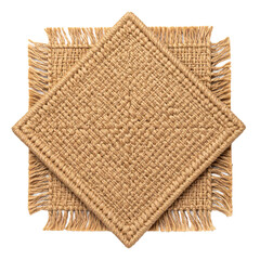 Arrangement of rustic woven squares displaying textured craftsmanship on transparent background