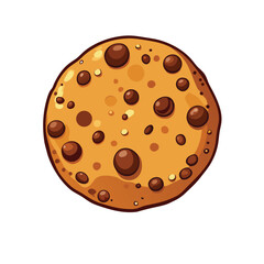Delicious illustration of a freshly baked chocolate chip cookie with many chocolate chunks and delicious flavors