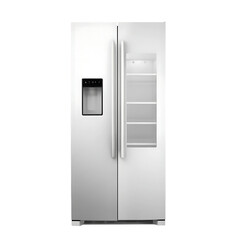 Modern white refrigerator isolated on a white background png ai generated