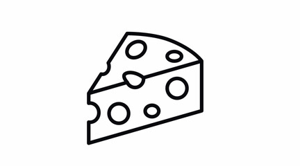 Cheese Icon. Vector isolated editable black and white linear illustration of a piece of Cheede.