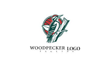 Woodpecker Bird Vector Logo Design with Elegant Detail. Perfect for Green Brands, Nature Enthusiasts, Wildlife Product Labels, and Eco Organization Identity Concepts.

