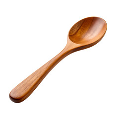 Handcrafted wooden spoon showcasing its natural grain patterns and warm tones on transparent background
