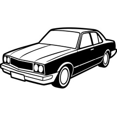 Obraz premium Classic American retro automobile isolated on white, a vintage car vector illustration