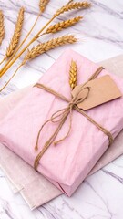 Gift Wrap with Wheat and Rustic Charm