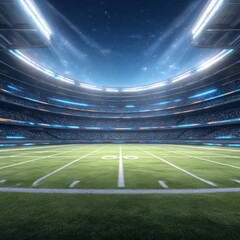 Football event, virtual show background. 3D concept stage backdrop, Ideal for soccer news, live tv shows, or sport product commercials. A 3D rendering, suitable on VR tracking system sets, with green 