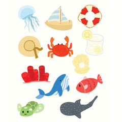 Fototapeta premium Sea Life set